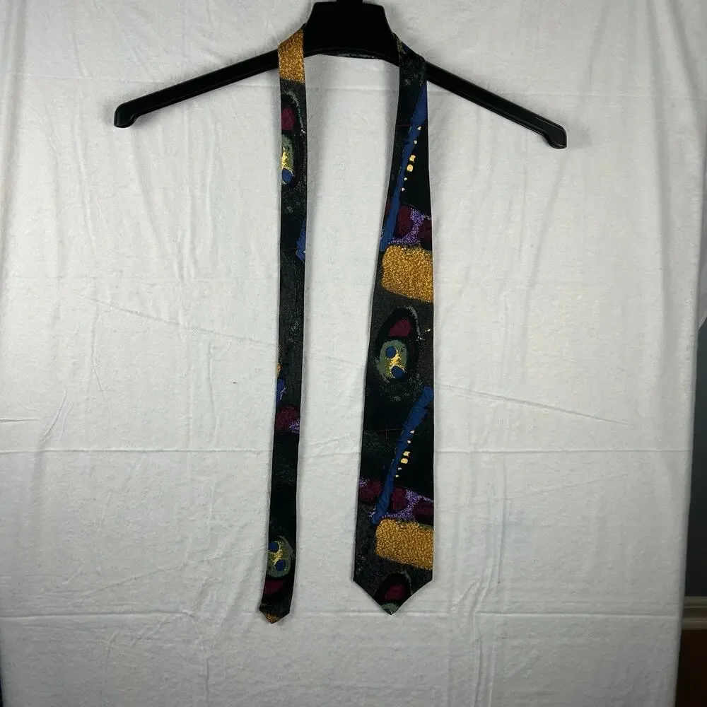 Vintage Retro Design Studios Abstract Art Silk Tie – 90s Geometric Print